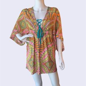 Trina Turk size small Vibrant Multicolor Swim Cover-Up/Resort wear